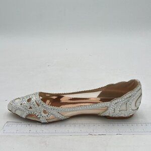 XYD Women Elegant Pointed Toe Rhinestone Flats Mesh Slip On Low Heel Crystal Emb